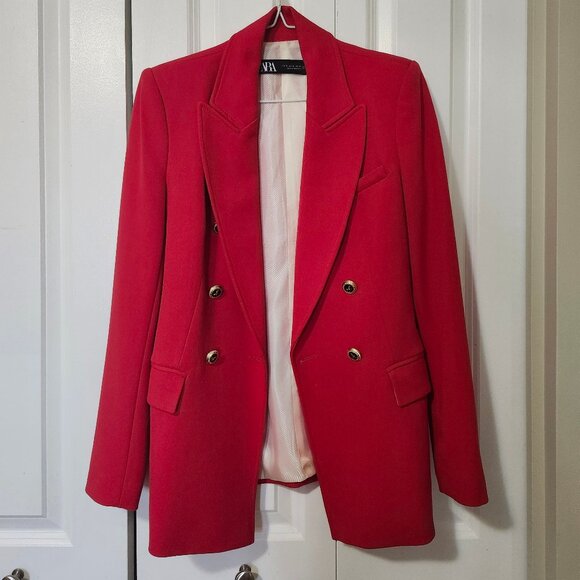 Red Zara Vintage Style 80s/90s Blazer - Picture 1 of 11